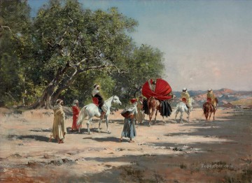 La Caravana Victor Huguet Orientalista Pinturas al óleo